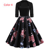 Middle Sleeve Print Lapel Dress