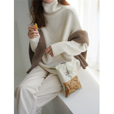 Women Korean Style Loose Warm Knitted Pullover