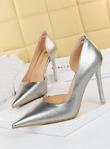 Thin-heeled Patent Leather Shallow Pointed Shoes