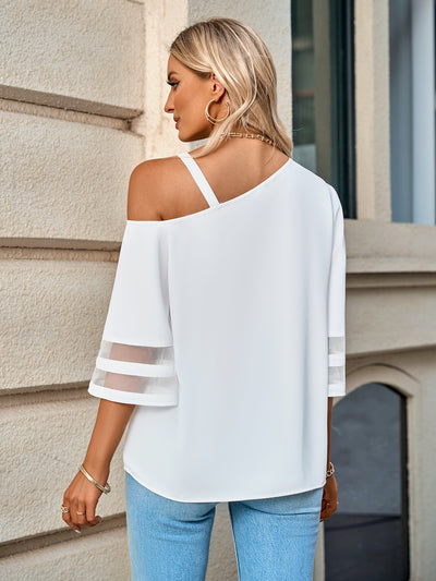 Casual Metal Button One-shoulder Top