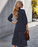 Wave Point Short Sleeve Print Dress