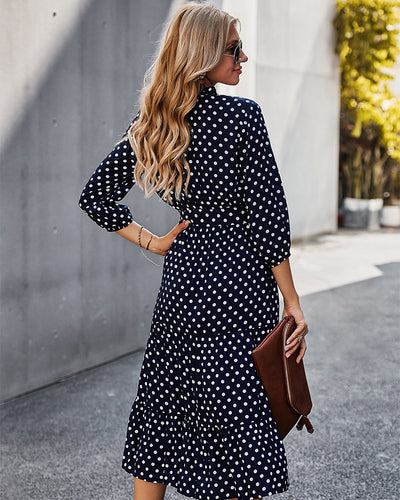 Wave Point Short Sleeve Print Dress