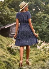 Off the Shoulder Cake Printed Dress