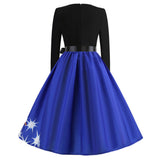 Retro Christmas Printed Long Sleeve Dress