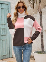 Loose Lapel Stitching Contrast Sweater
