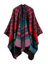 Diamond Striped Shawl Women's Double-Sided Cloak