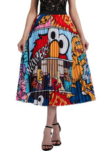 Graffiti Pleated Skirt Print Folding High Waist