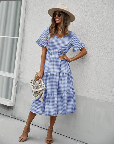 Plaid Temperament Big Swing Dress