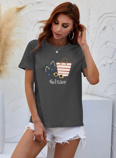 Cartoon Round Neck Top T-Shirt