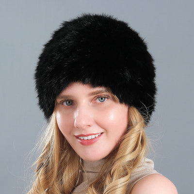 Hand-knitted Rabbit Fur Hat