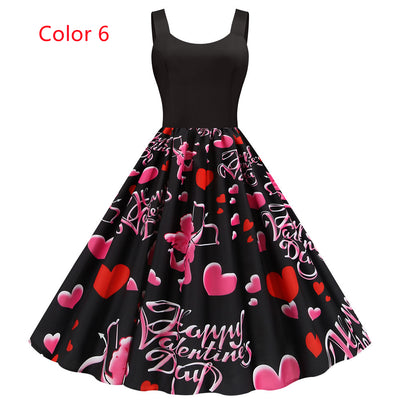 Strap Valentine's Day Printed Dress
