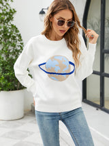 Turtleneck Printed Color Matching Sweater