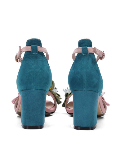 Flower Women Sandals High Heels Sandals Open Toe 
