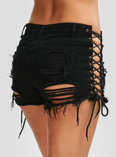 Women Denim Shorts High Waist Ripped Short Jeans
