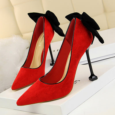 Cashmere Shoes Shallow Mouth Pointed Bow Shoes