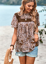 Printed Short-sleeved Round Neck Shirt