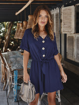 Short Sleeve Button Jumpsuits