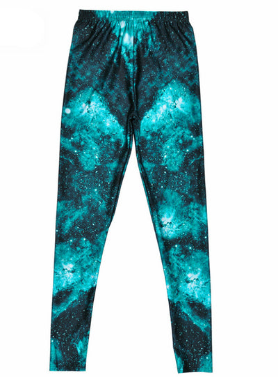 Sexy Women Green Starry Sky Leggings Printing Pants