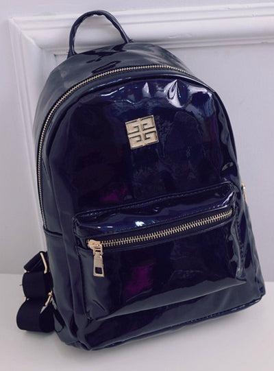 Laser Backpack School Bag Leather Holographic 