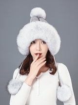 Korean Fox Fur Lady Fur Winter Hat