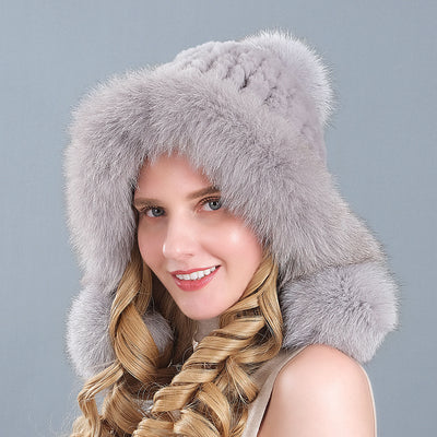 Women's Rex Fur Hats Winter Ear Hats
