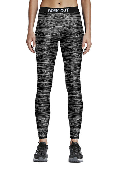Elastic Slim Fitness Legging Stripe Print Leggings 