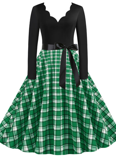 Christmas Long Sleeve Plaid Dress