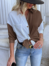 Long Sleeve Casual Color Matching Shirt