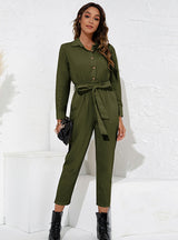 Lapel Fashion High Waist One-piece Pants