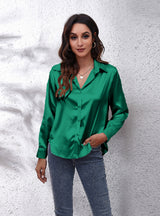 Satin Silk-like Long Sleeve Shirt