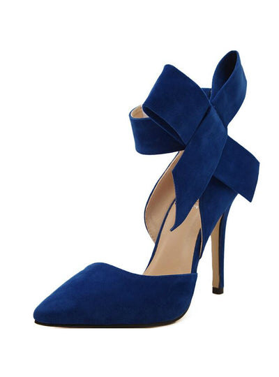 Big Bow Tie Pumps Butterfly Pointed Stiletto Shoes 