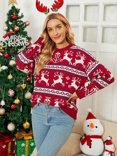 Christmas Day Pullover Loose Fawn Sweater