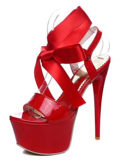 Women Shoes Open Toe Lace Up Heels Sandals