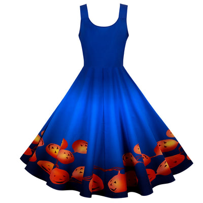 Halloween Sleeveless Fashion Print Dress