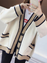 Women's Cardigan Knitted Korean Stripe Wool Sweater