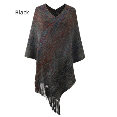 Cashmere Striped Cloak Fringed Pullover Dhawl