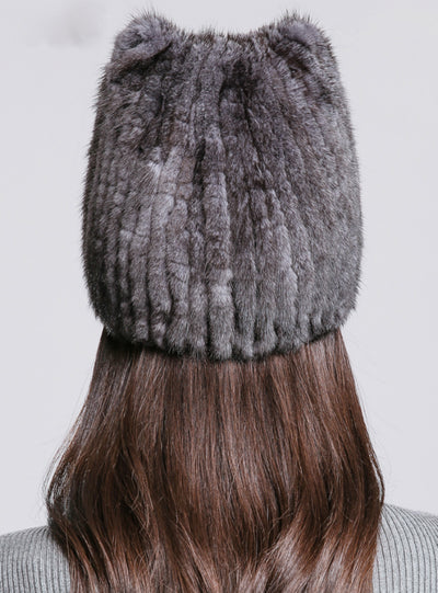 Natural Mink Fur Lovely Cat Ear Hats Cap