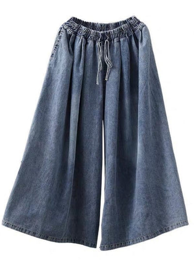 Women Loose-laced Wide-leg Jeans