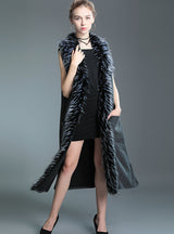 Sleeveless Knitted Cardigan Sweater Coat Fur Shawl