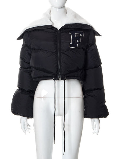 Embroidered Stand Collar Cotton-padded Coat