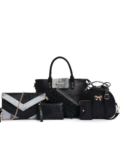 6 Piece Set Alligator Panelled Serpentine Python