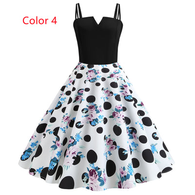 Sexy Straps Print Big Swing Dress