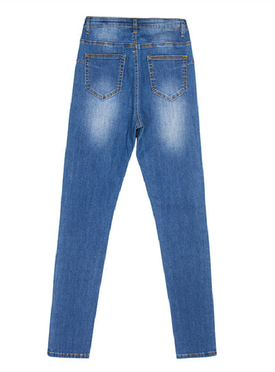 Slim Button Stretch Washed Jeans