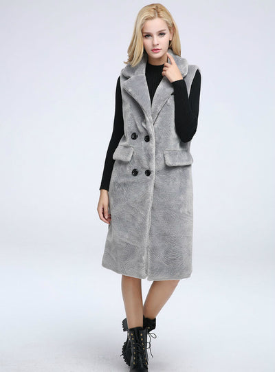 Sheep Shearling Coat Suit Lapel Wool Fur Waistcoat