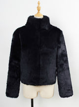 Faux Fur Collar Coat Female Rabbit Fur Coat