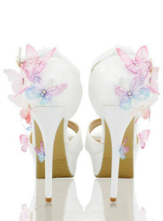 Rhinestone Sandals Pumps High Heels Ivory Shoes 