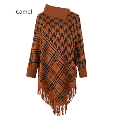 Women Cape Sweater Tassel Coat