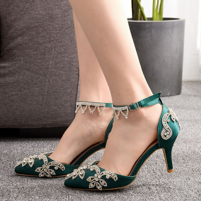 Silk Satin Fine Rhinestone Sandals