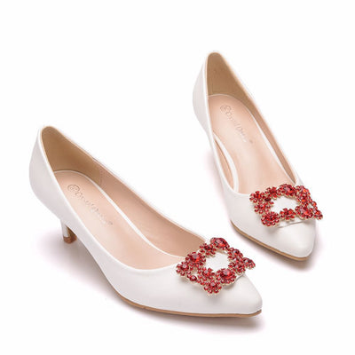 Square Buckle Rhinestone Pointy Shoes