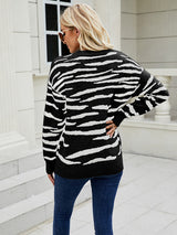 Striped Tiger Pattern Color Matching Sweater